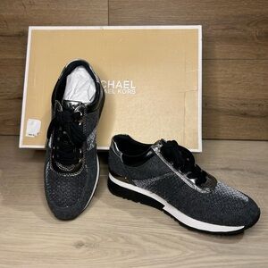 Michael Kors Women's Black Allie Flannel Sneakers 5.5 Charcoal